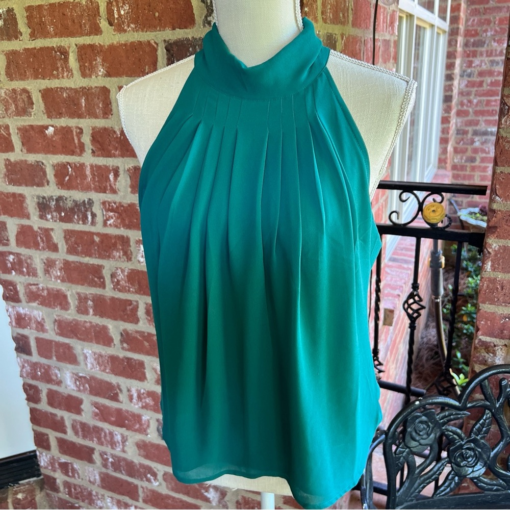 Noroh Green Sheer Lined Sleeveless Women's Size Small Shirt Polyester Lined